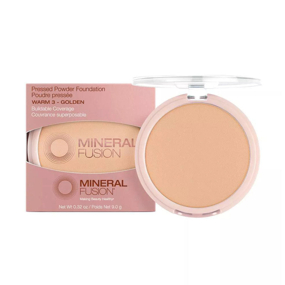 Mineral Fusion Pressed Powder Foundation, Warm 3 Golden, 0.32 Oz